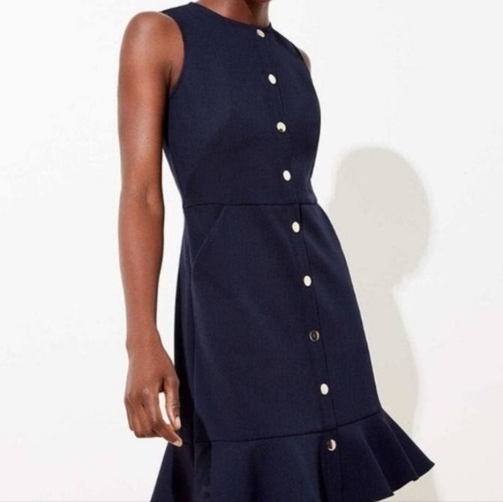 Loft Sleeveless Dress Navy Blue 0 Petite